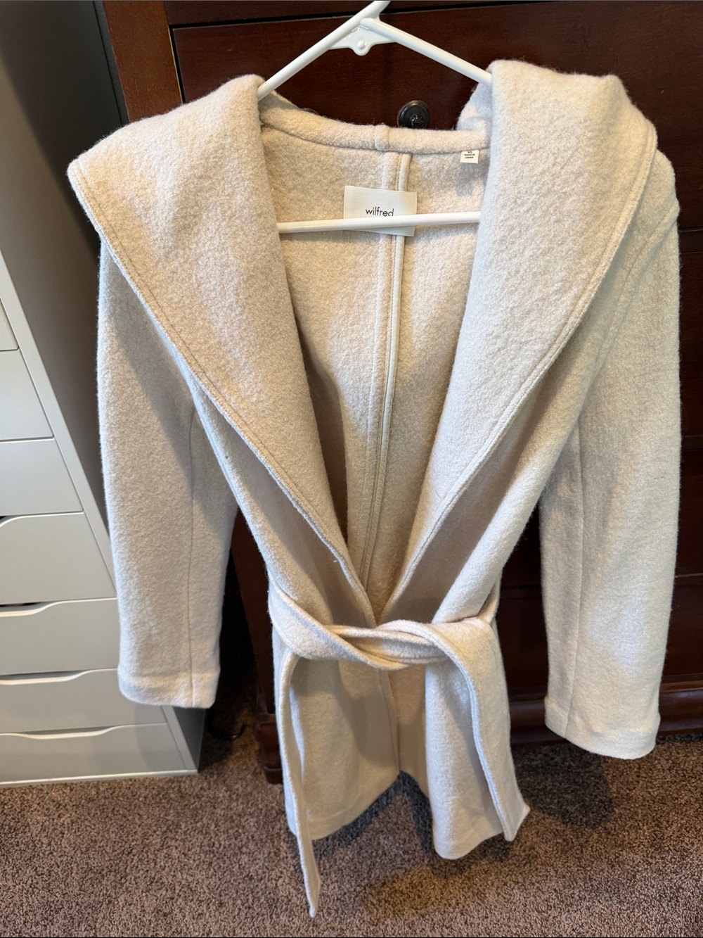 Wilfred Cream Hooded Belted Trench Coat